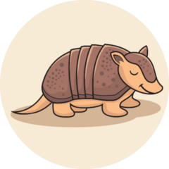 Armadillo Cartoon Isolated On Beige Sticker