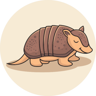 Armadillo Cartoon Isolated On Beige Sticker