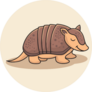 Armadillo Cartoon Isolated On Beige Sticker