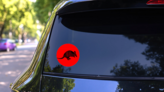Armadillo Illustration On Red Sticker on a Rear Car Window (New) example