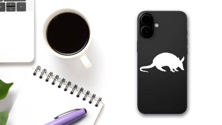 Armadillo Sticker on a Phone (New) example