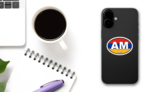 Armenia Am Flag Oval Sticker on a Phone (New) example