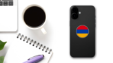 Armenia Flag Circle Sticker on a Phone (New) example
