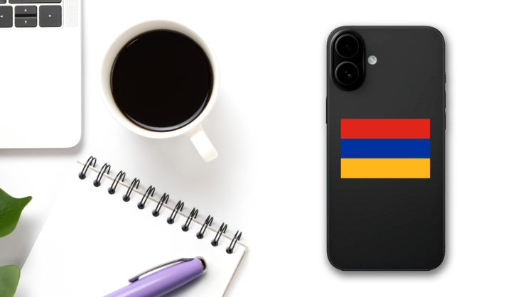 Armenia Flag Sticker on a Phone (New) example