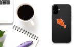 Armenia Map Orange Sticker on a Phone (New) example