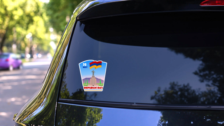 Armenia Republic Day Sticker on a Rear Car Window (New) example