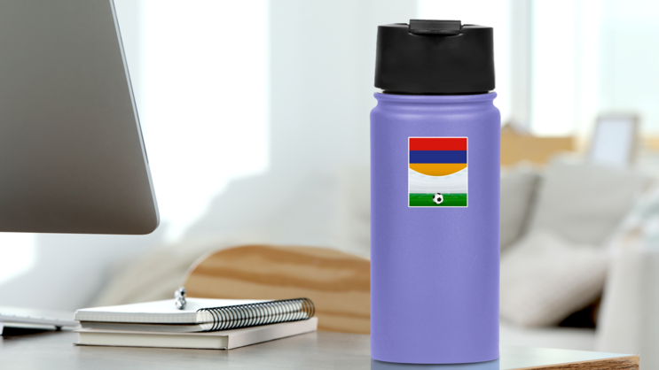 Armenia Soccer Sticker on a Water Bottle (New) example