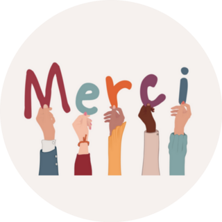 Arms Holding Letters Spelling Merci French Thank You Sticker