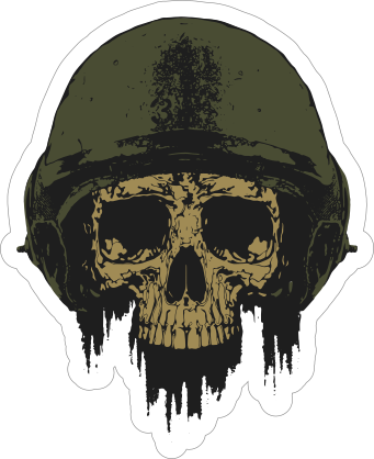 Army Helmet Skull Sticker