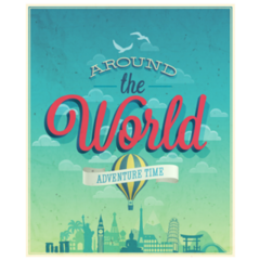 Around The World Adventure Poster Sticker