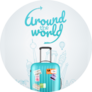 Around The World Suitcase Travel Sticker