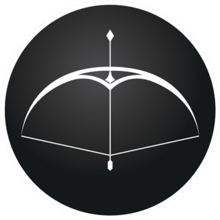 Arrow And Bow On Black Button Archery Sticker