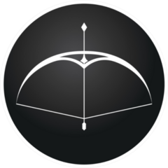 Arrow And Bow On Black Button Archery Sticker