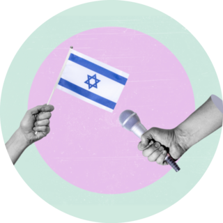 Art Collage Hands Holding Flag Of Israel Sticker
