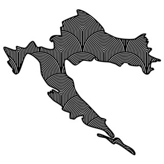 Art Deco Retro Croatia Map Sticker