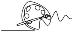 Art Equipment Of Brush And Paint One Line Drawing Sticker