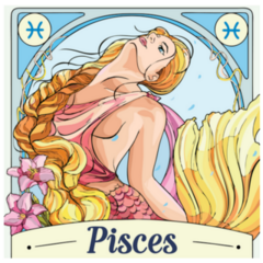 Art Illustration Of Pisces Zodiac Symbol Sticker