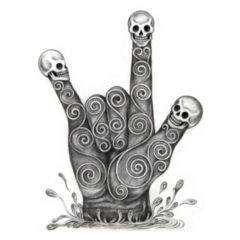 Artful Mexico Skull Hand Symbol Love Sticker