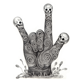Artful Mexico Skull Hand Symbol Love Sticker