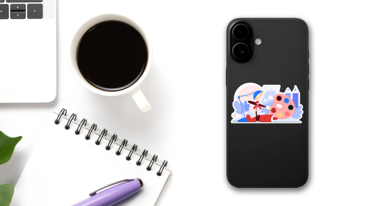Artist Concept Illustration Sticker on a Phone (New) example