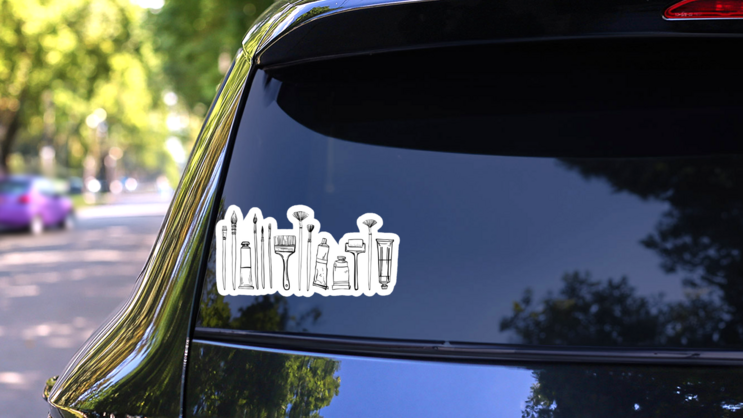 Artist Painting Materials Hand Drawn Sticker on a Rear Car Window (New) example