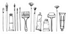 Artist Painting Materials Hand Drawn Sticker