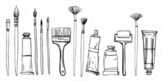 Artist Painting Materials Hand Drawn Sticker