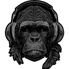 Artistic Gorilla Black Sticker