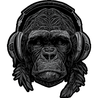 Artistic Gorilla Black Sticker