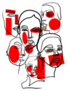 Artistic Portrait Of Women In Abstract One Line Red Sticker