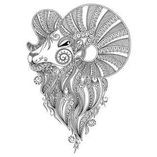 Artistic Rams Head Sticker