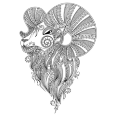 Artistic Rams Head Sticker