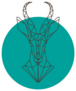 Artistic Silhouette Of An Antelope On Blue Sticker