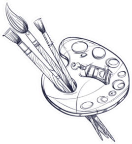 Artists Palette With Paints And Brushes Illustration Sticker