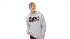 Ash-colored custom hoodie on man