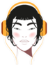 Asian Beauty with Big Headphones Sticker