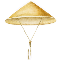 Asian Cone Straw Hat Watercolor Sticker