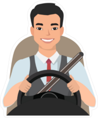 Asian Man Driving Car Sticker