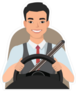 Asian Man Driving Car Sticker