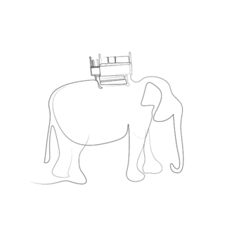 Asian Thai Elephant Line Drawing Sticker