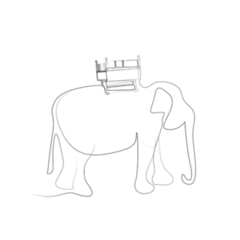 Asian Thai Elephant Line Drawing Sticker