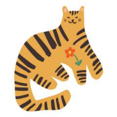 Asian Tiger Wild Animal Childish Cartoon Sticker