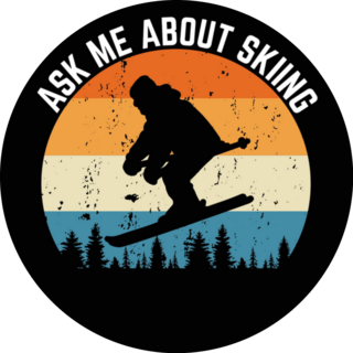 Ask Me About Skiing Illustration Sticker