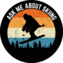 Ask Me About Skiing Illustration Sticker