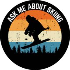Ask Me About Skiing Illustration Sticker