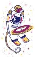  Asronaut Playing Basketball In Space