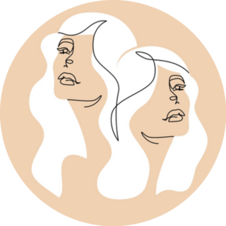 Astrological Gemini Beautiful Girl In Flat Line Art Sticker