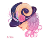 Astrological Sign Of Aries With Pink Hair Sticker