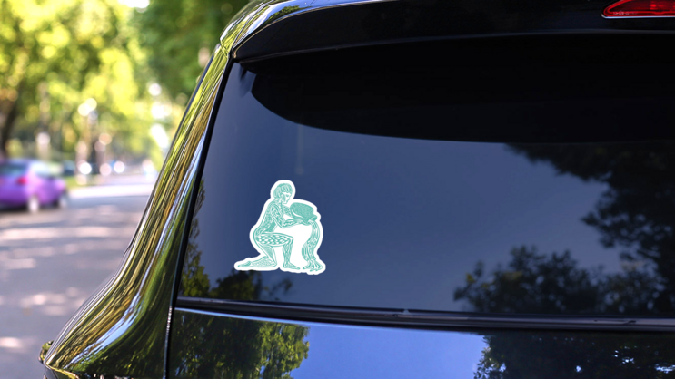 Astrology Sign Aquarius Green Ink Sticker on a Rear Car Window (New) example
