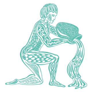 Astrology Sign Aquarius Green Ink Sticker